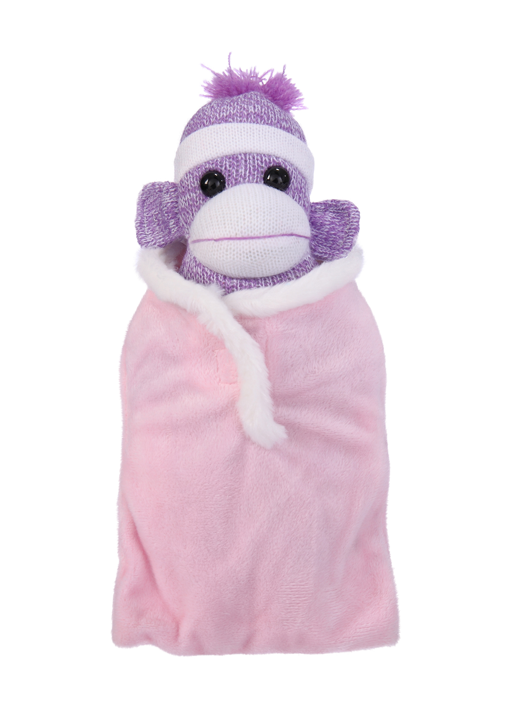 Purple Sock Monkey in Baby Sleeping Bag 2