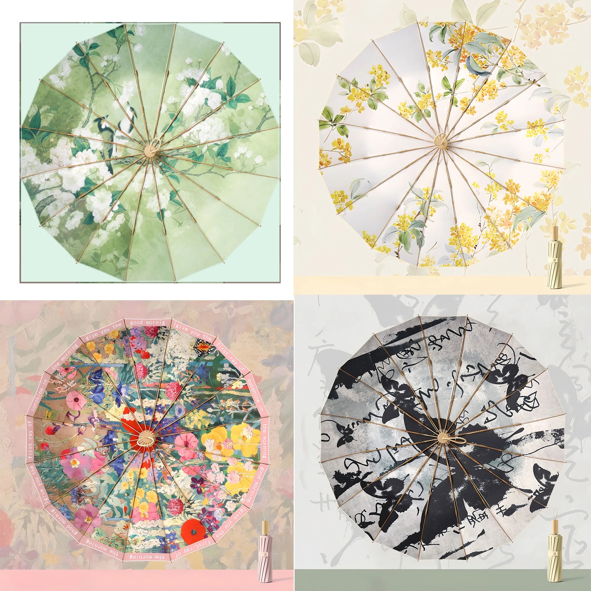 Luxury Handle UV Block Umbrella UPF50+ 16-Rib Compact 6