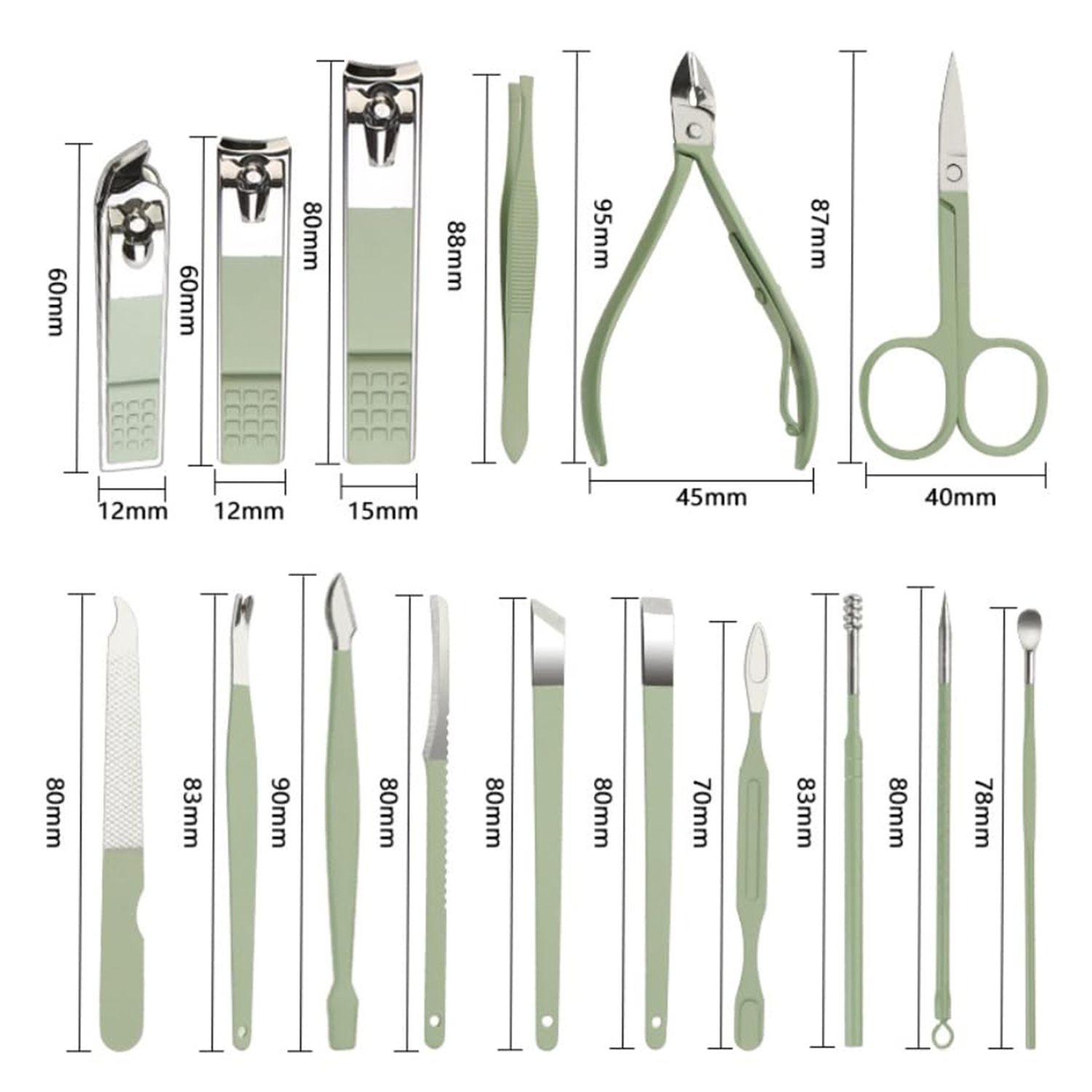 16Pcs Nail Clippers Manicure Tool Set 4
