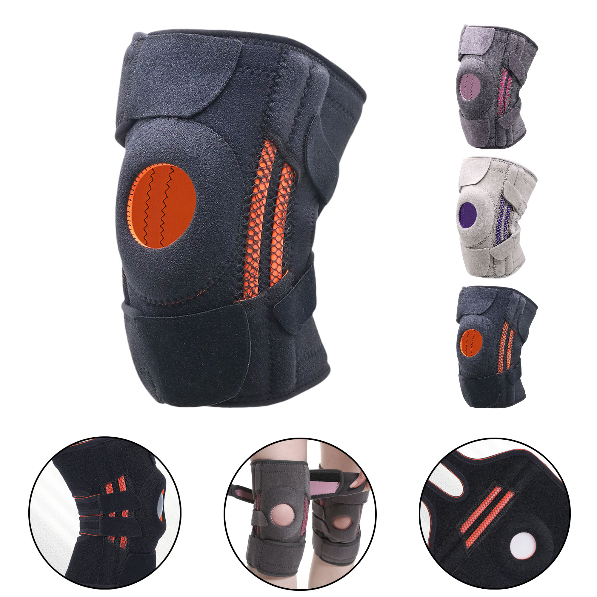 Adjustable Knee Brace with 4 Straps for Running 2