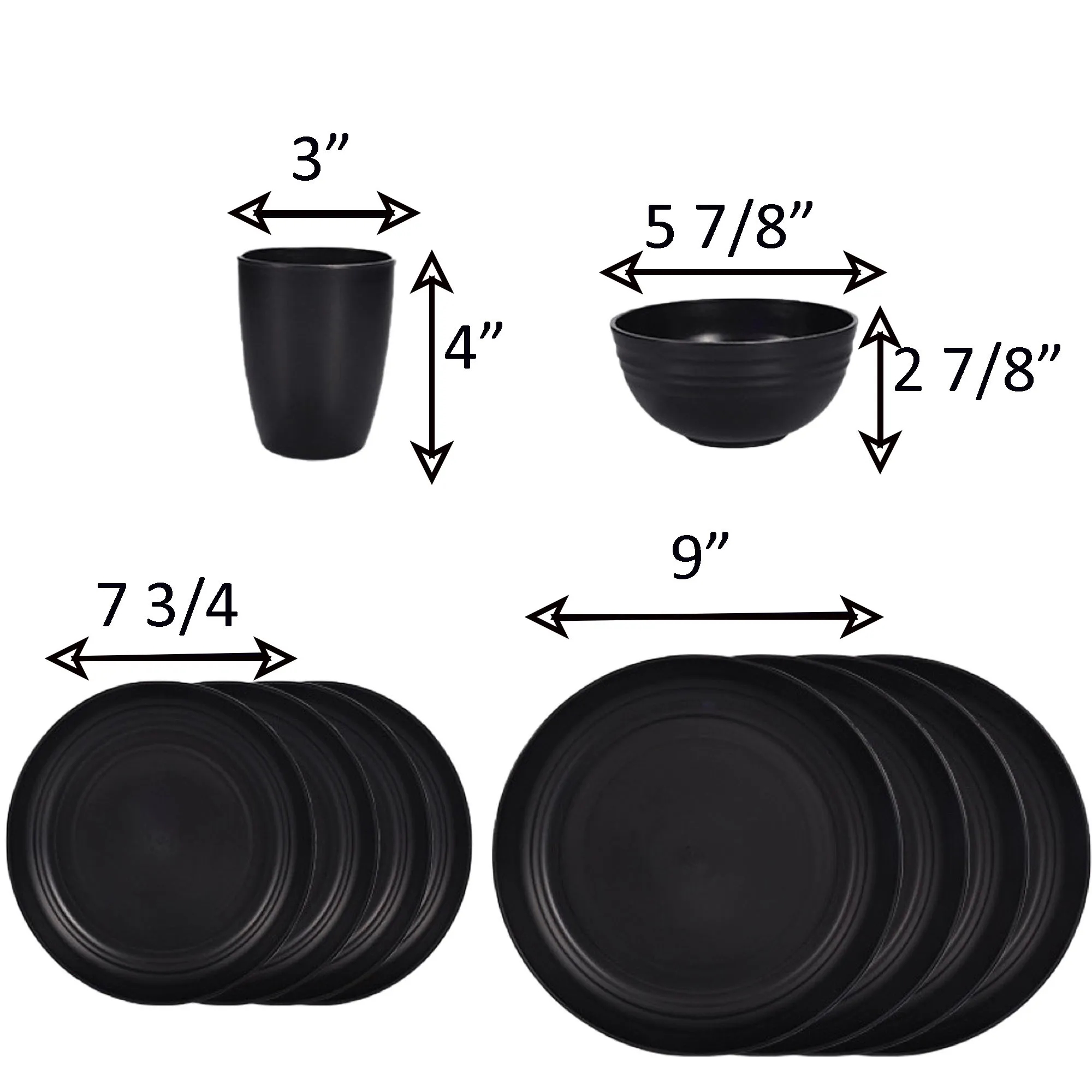 16pcs Whear Straw Bowl Set Plate Kit Cup Combo 2