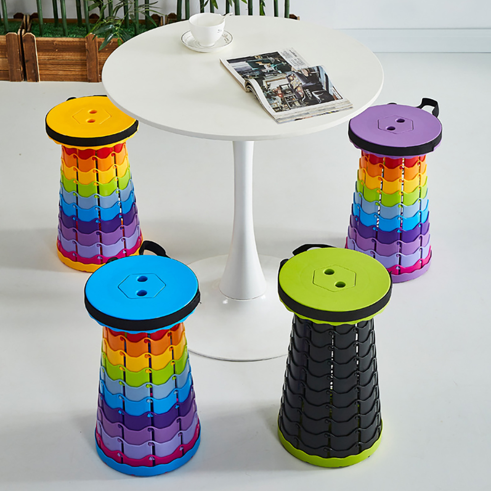 Rainbow Portable Telescopic Stool Folding Chair Camping Sturdy Seat 3