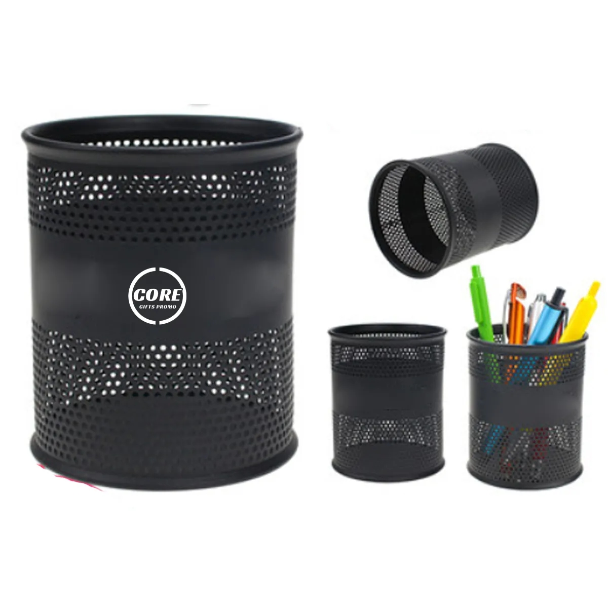 Pen Case Mesh Metal Pencil Brush Pot 1