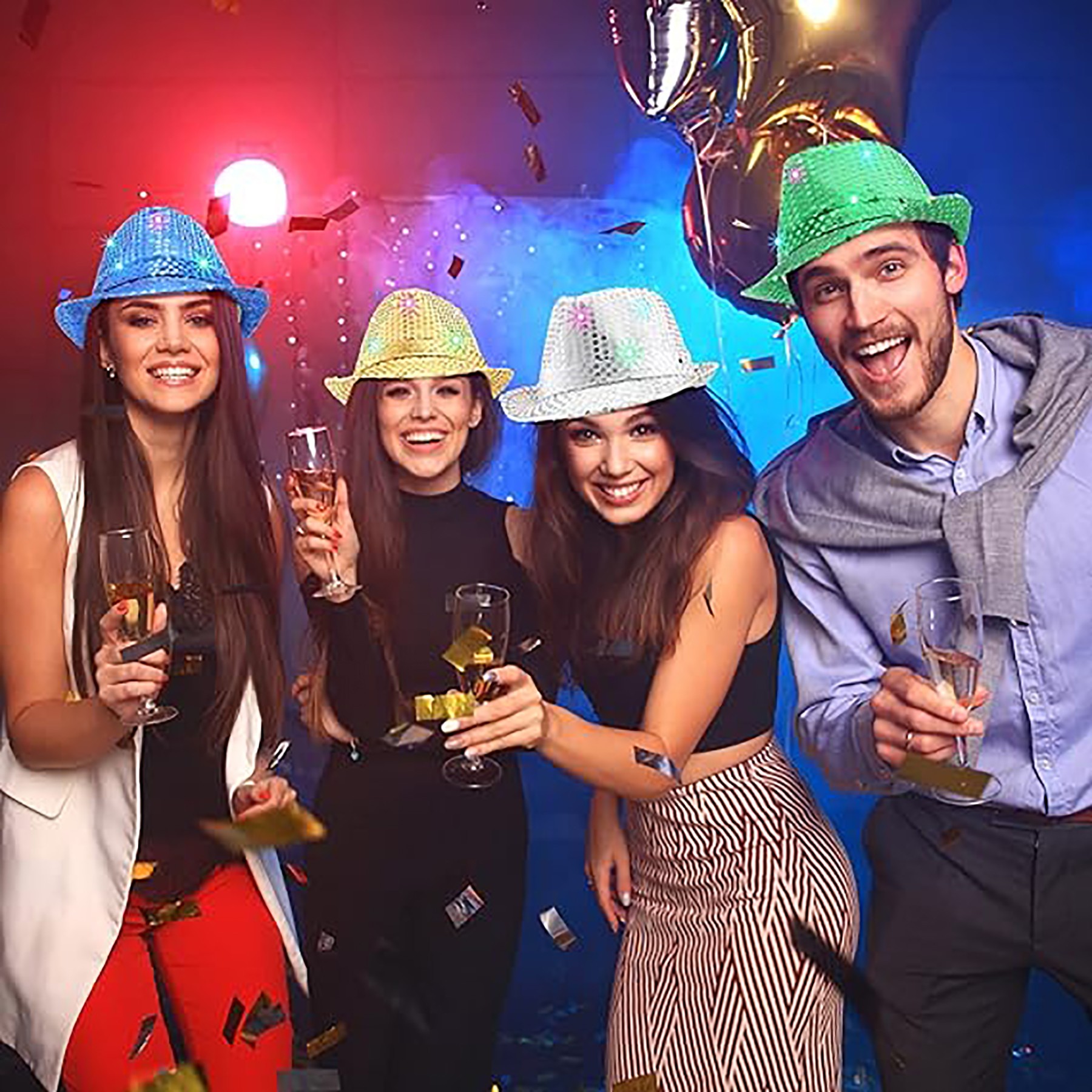 Custom Flashing Led Sequin Fedora Hats 1