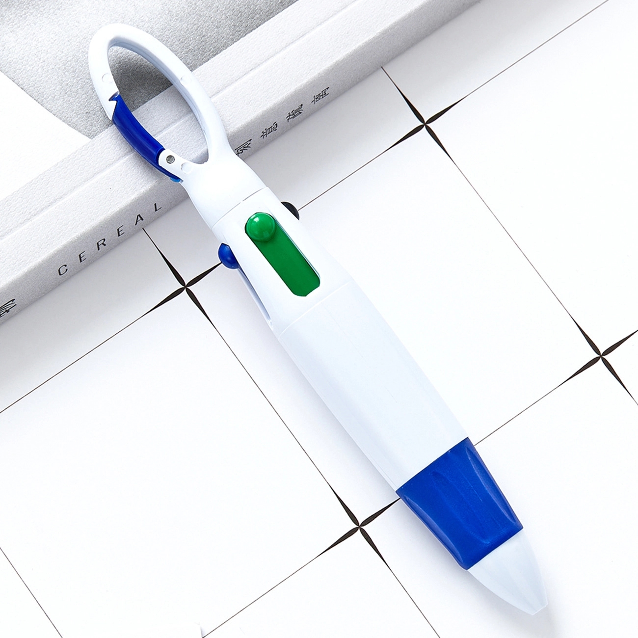 4 Color Ballpoint Pen With Carabiner Clip 6