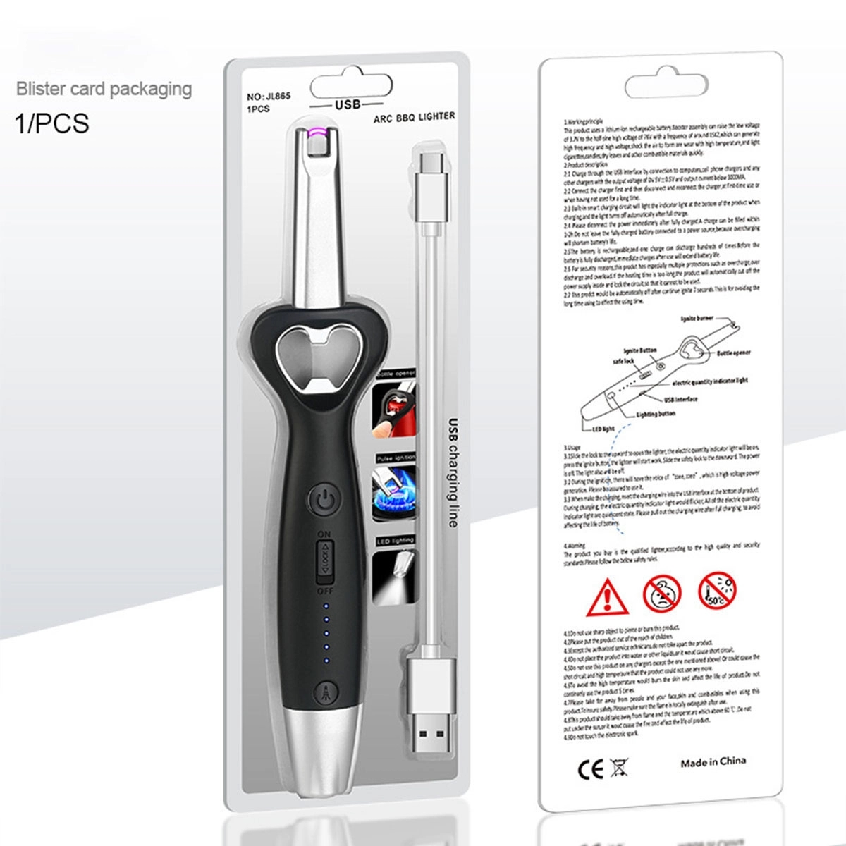 Portable LED Rechargeable Arc Lighter With Bottle Opener 4