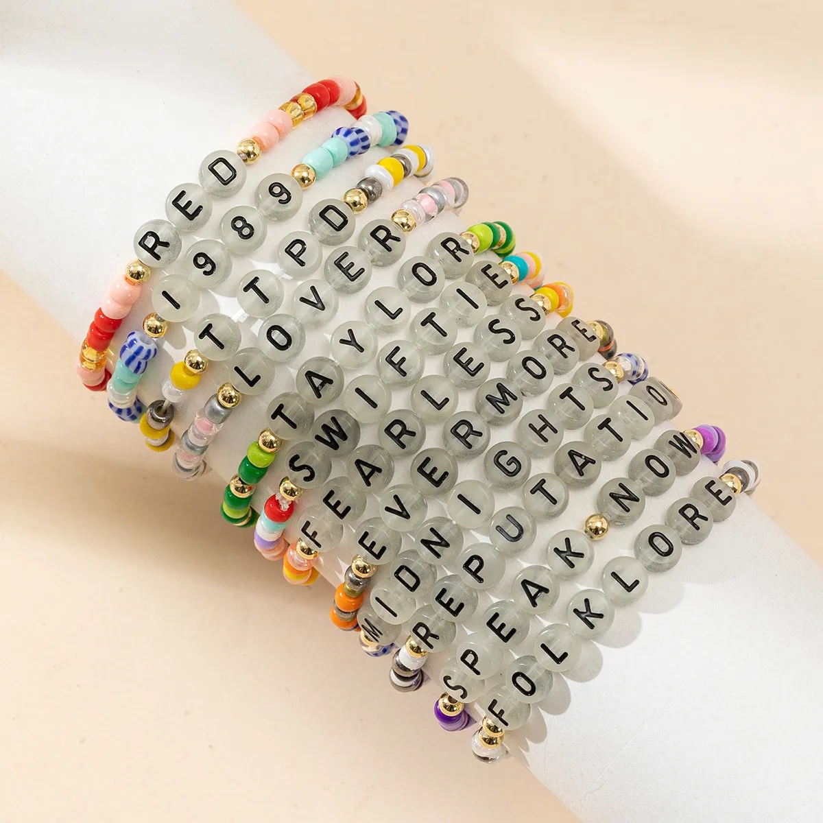 Soft clay color mixing handmade beaded elastic bracelet 6