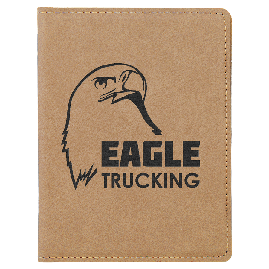 4 1/4" x 5 1/2" Light Brown Leatherette Passport Holder 2