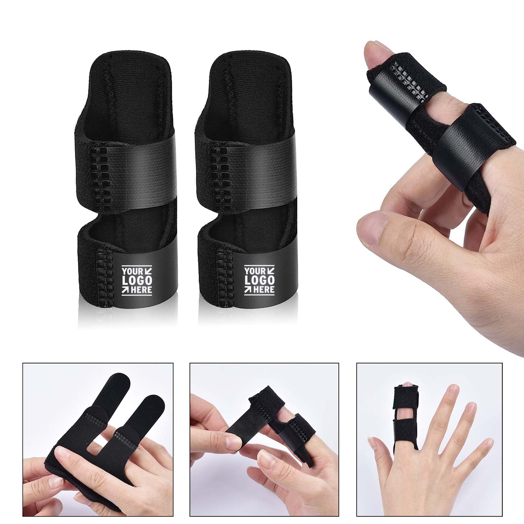 2 pcs Finger Support Brace and 6 pcs Nylon Sleeves 1
