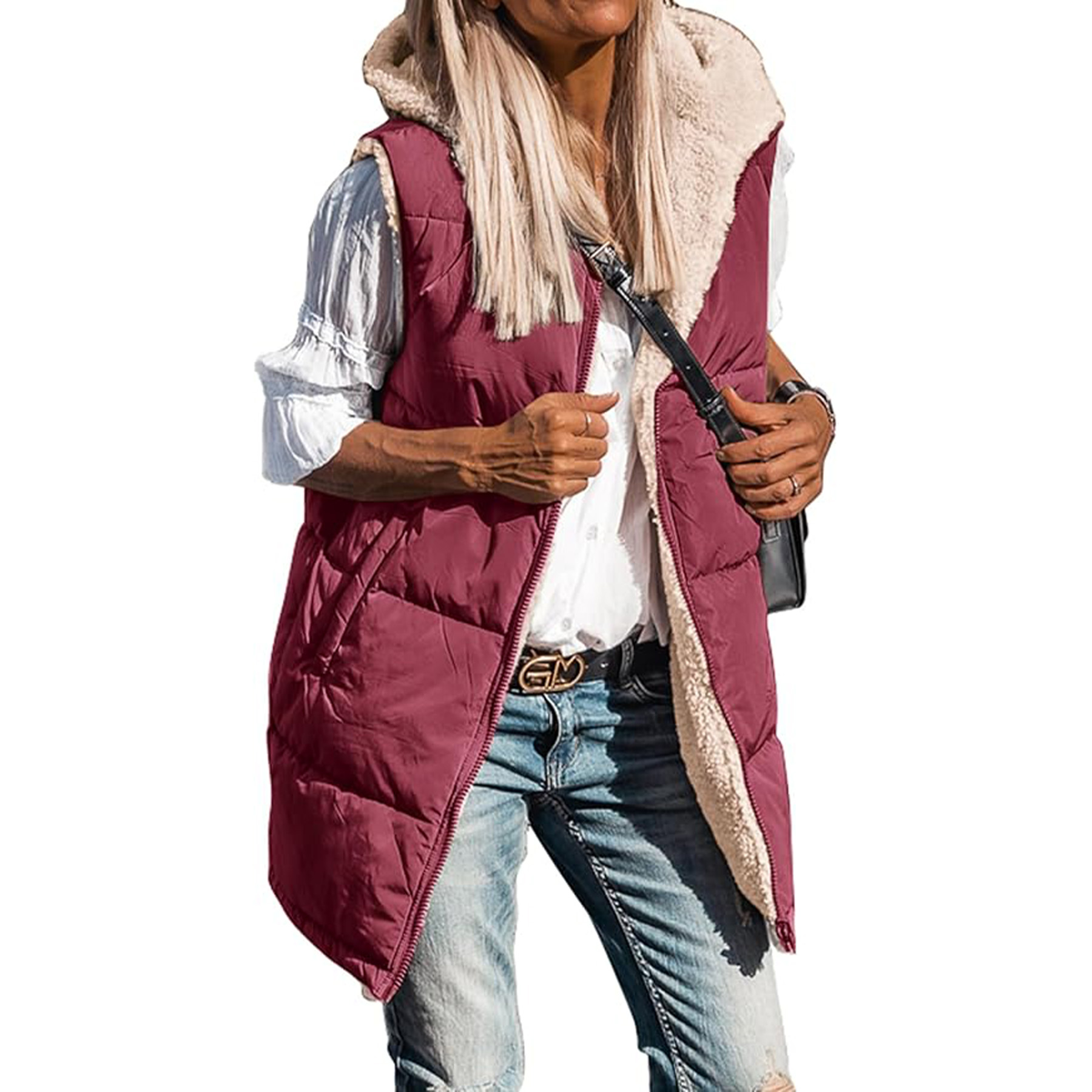 Winter Long Sleeveless Hooded Jacket 9