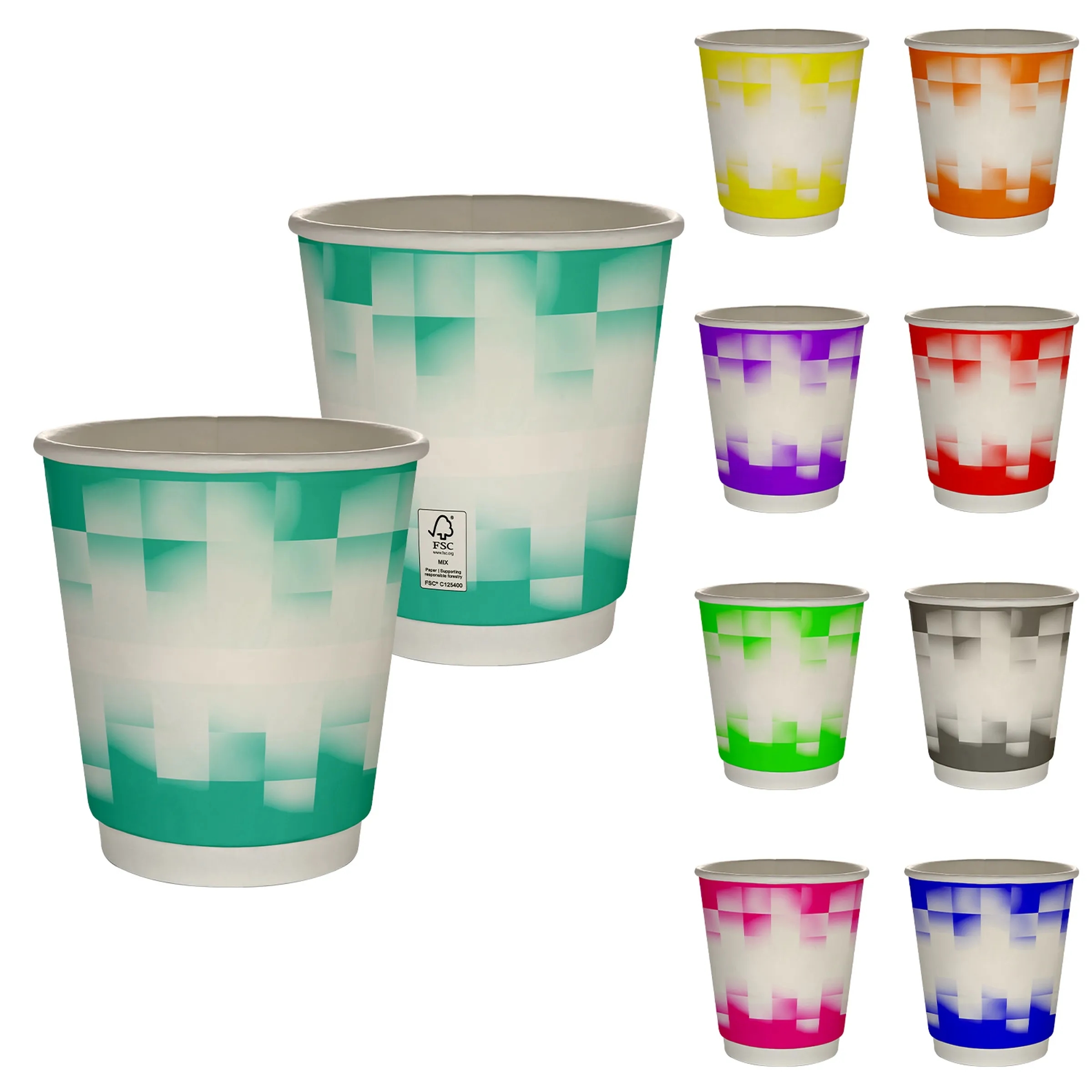 10 oz Full Color Shaded Checkers Insulated Paper Cup 13
