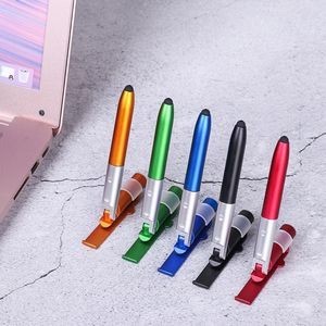 4 In 1 Ballpoint Plastic Pen With Phone Stand Stylus And LED Light 3