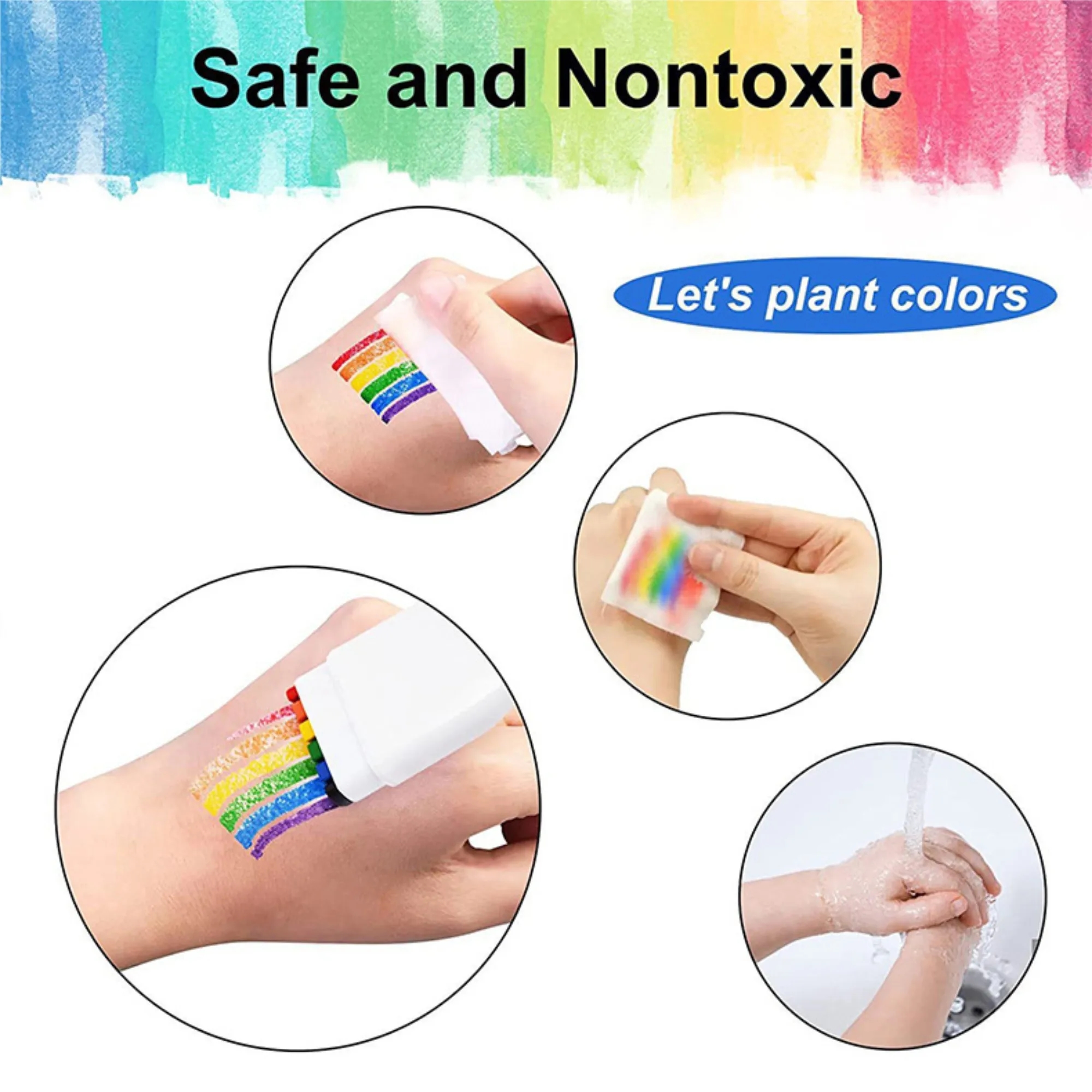 Rainbow Face Paint Crayons Sticks For Sports Events 2