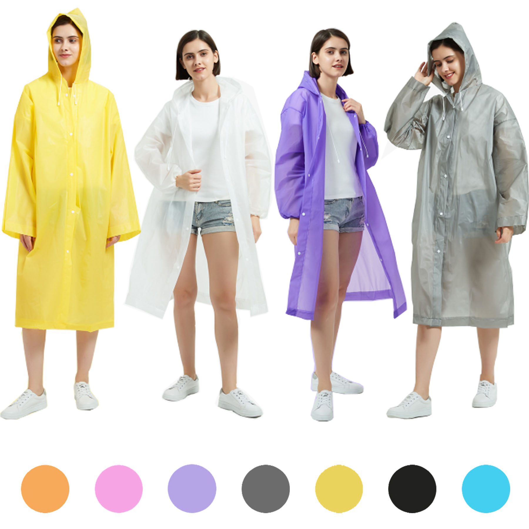 Reusable Portable EVA Raincoat, custom jacket with logo imprint 1