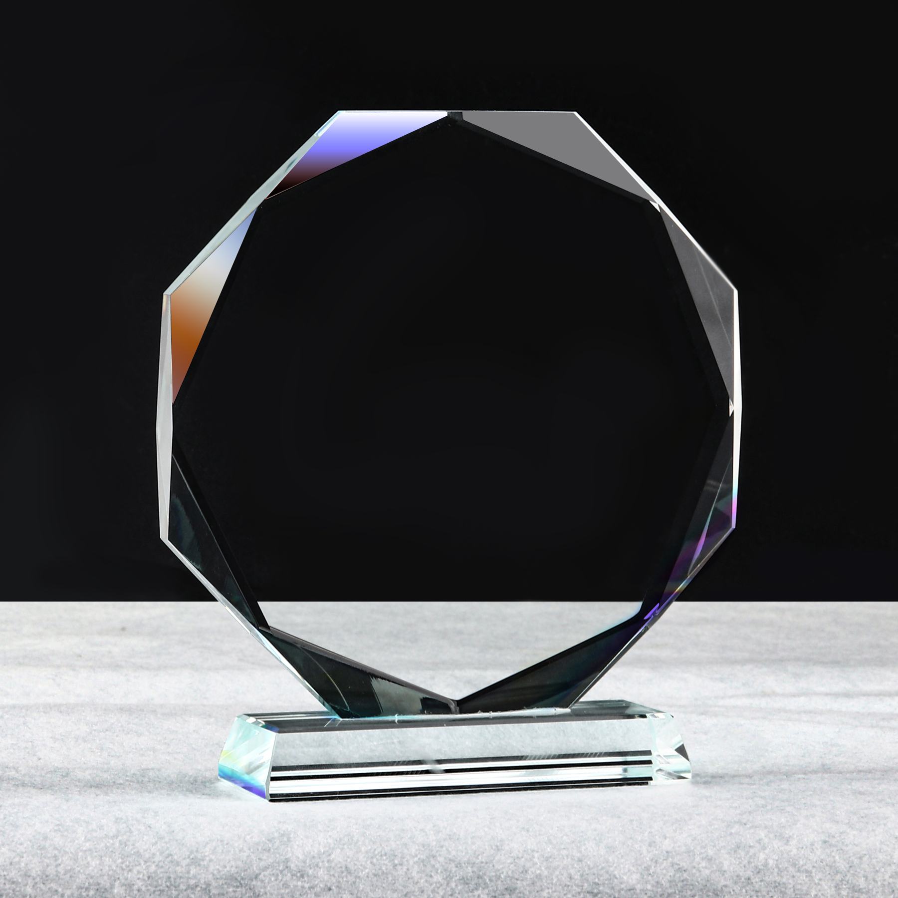 Round Faceted Crystal Award With Clear Pedestal Base 5