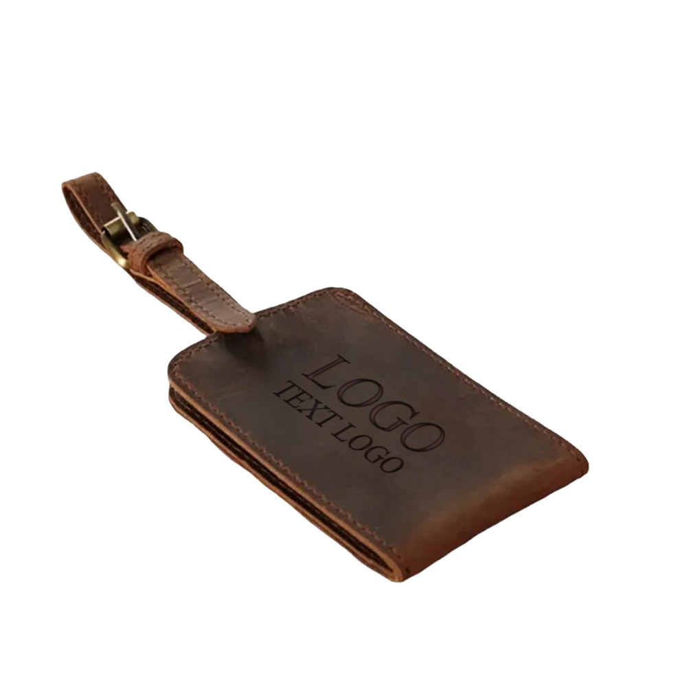 Brown Genuine Leather Luggage Tag 10