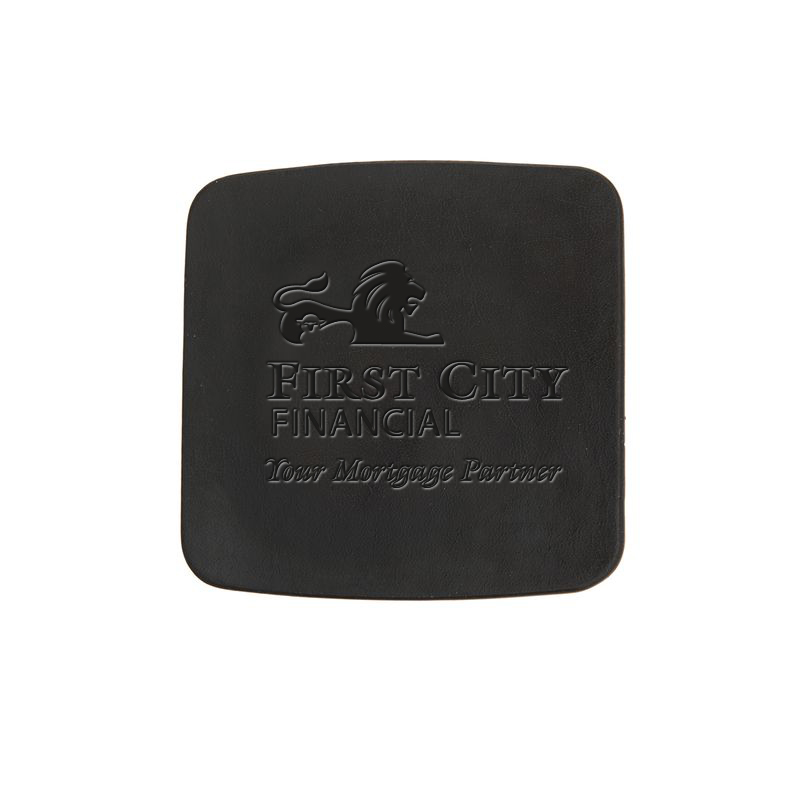 Atlantis Bonded Leather Square Coaster (Black) 4