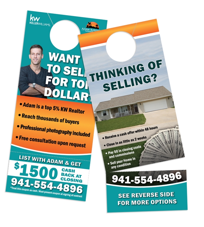 Door Hanger With Perf-Off Card - 4" x 9" 2