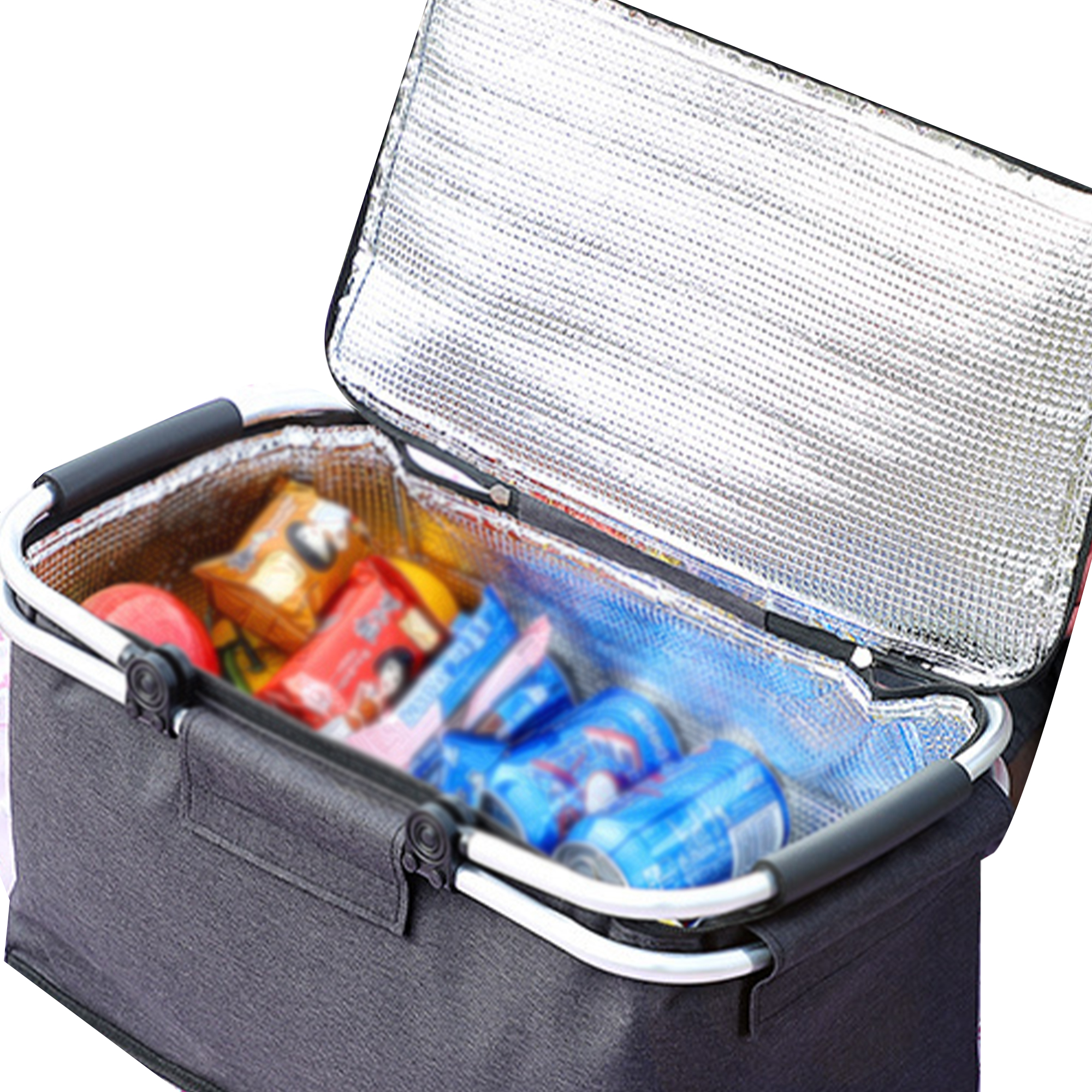 Portable Collapsible Insulated Picnic Basket With Handles 2