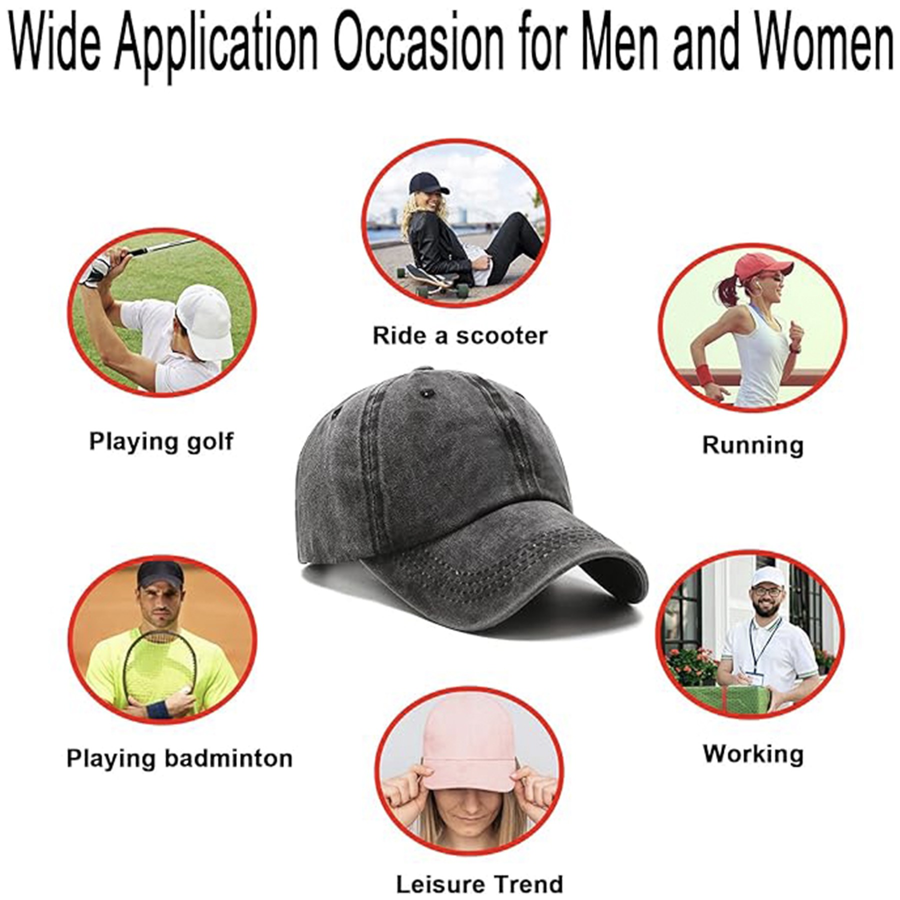 Men Women Washed Cotton Baseball Cap Adjustable Hat 11