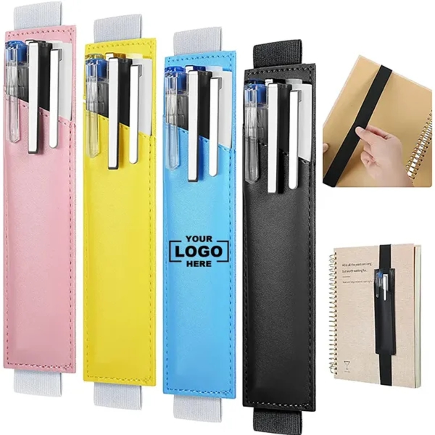 Adjustable Elastic Band Pen Holder Sleeve Notebook Pouch
 3