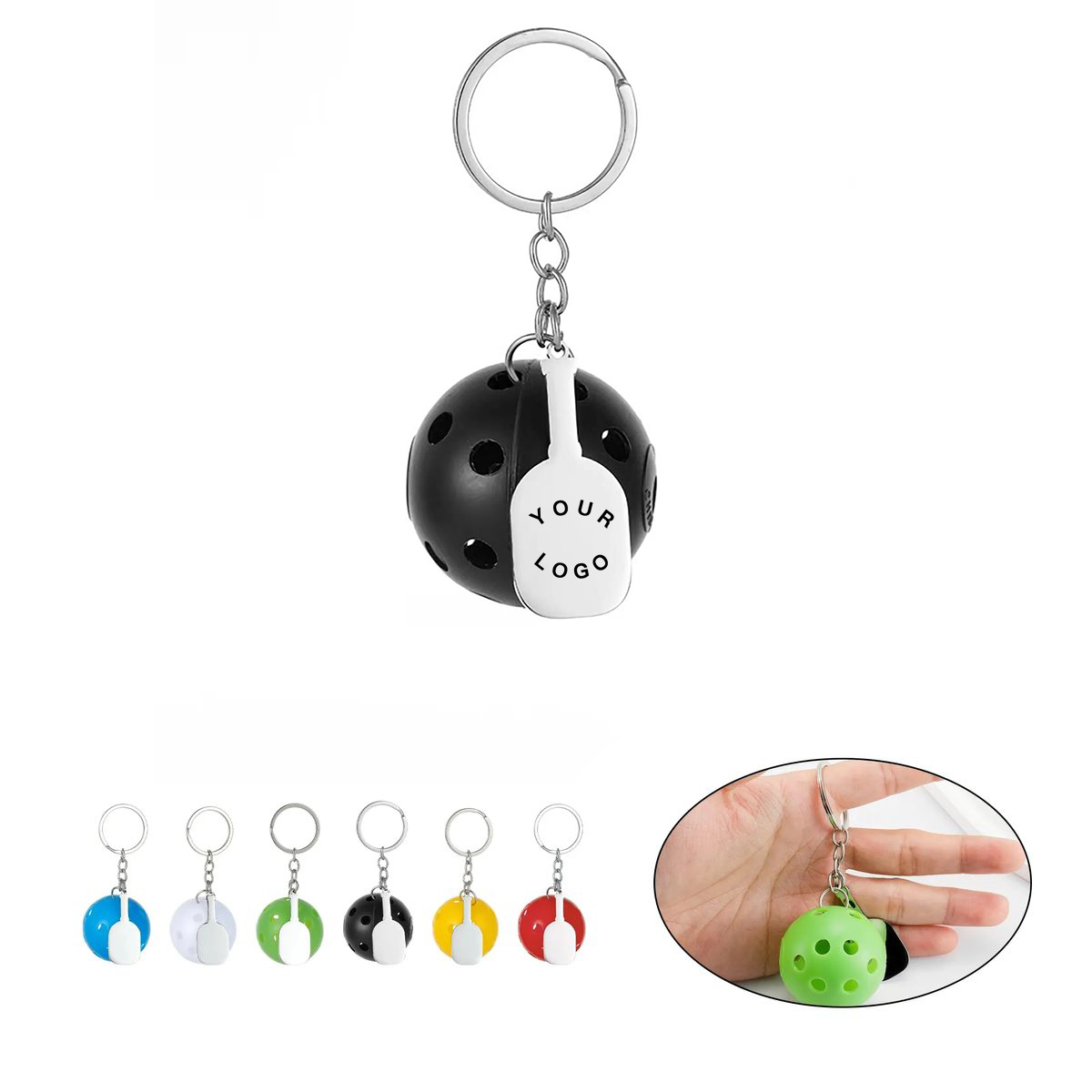 Mini Pickleball Keychain with Stainless Steel Charm 2