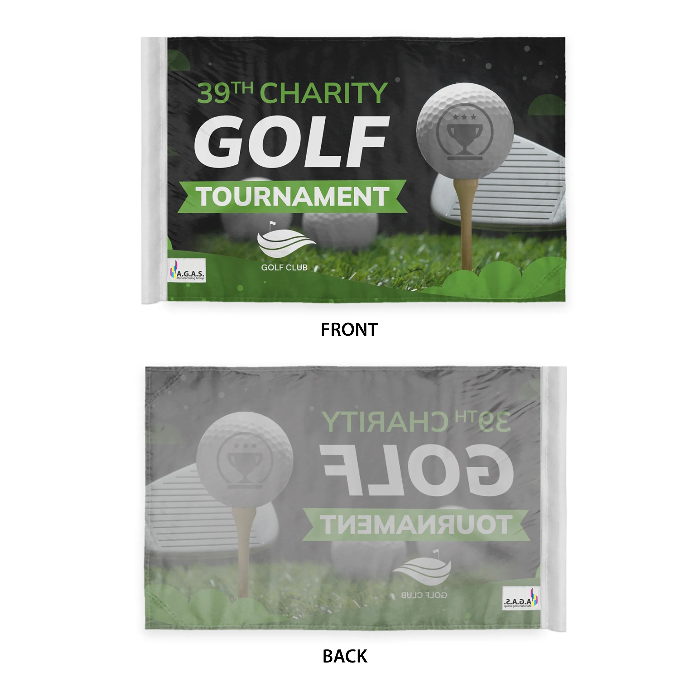 14"x20" Golf Flag with 6' White Fiberglass Pole 1