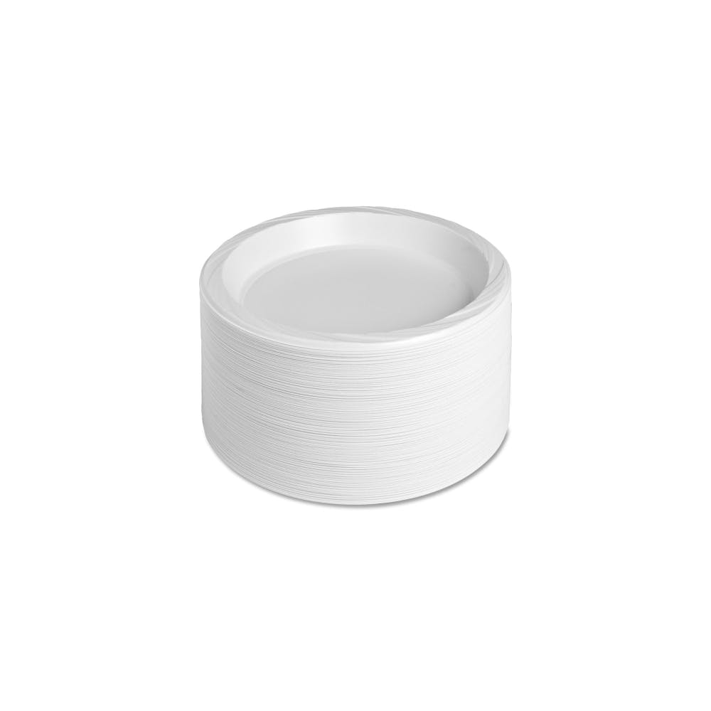 Reusable Plastic Plates - 10 1/4" Diameter White Disposable 2