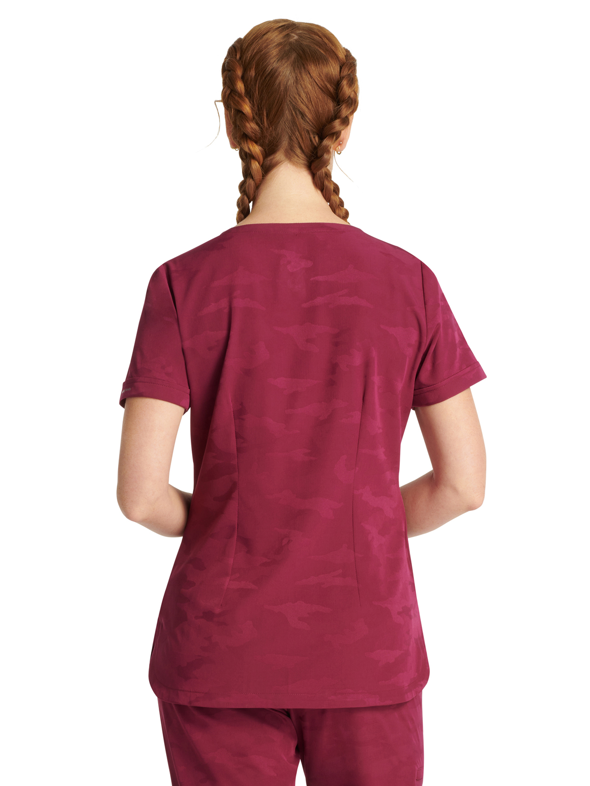 Healing Hands - HH PL Jacquard - Women's 2-Pocket Joy Camo V-Neck Top 10
