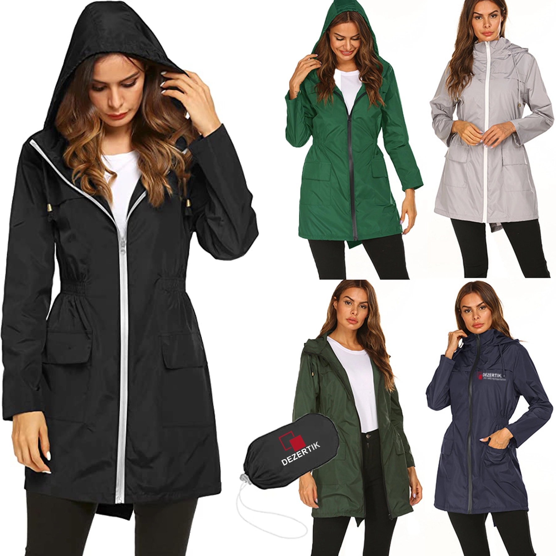Lightweight Hooded Waterproof Jackets Q/ Storage Bag 2