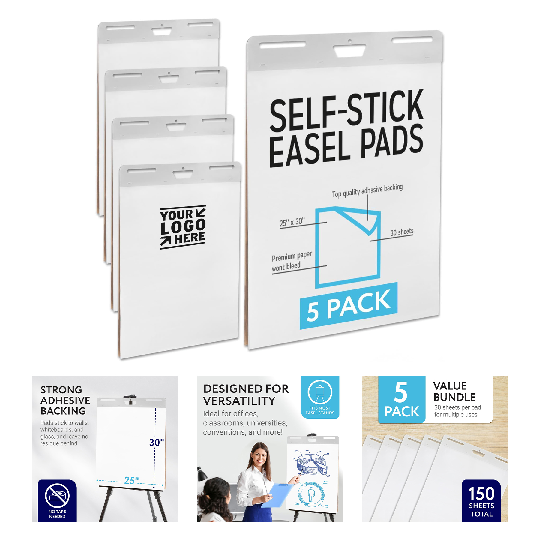 30" x 25" 30 Sheets Large Sticky Easel Pad