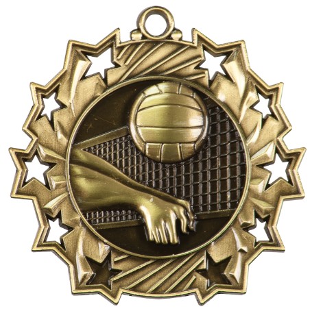 Volleyball Ten Star Medal, 2-1/4" 1