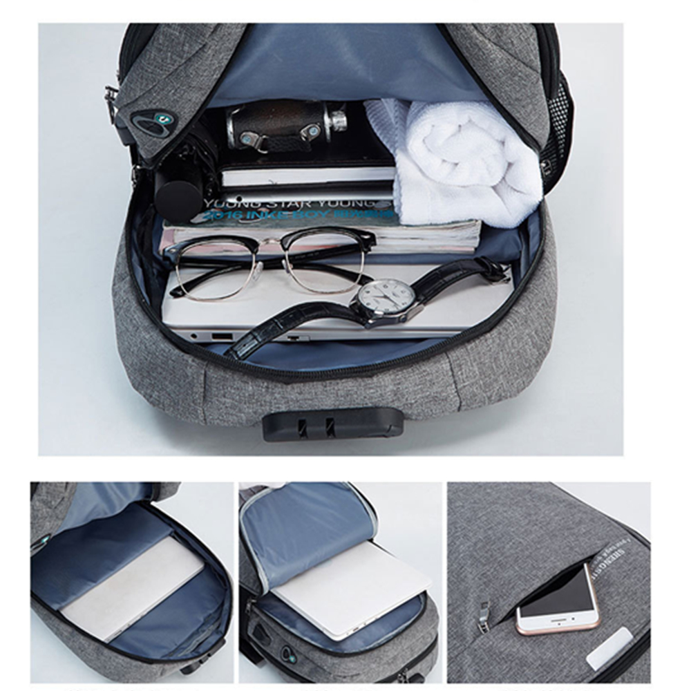Anti-theft Lock USB Charging Port Laptop Backpacks 2