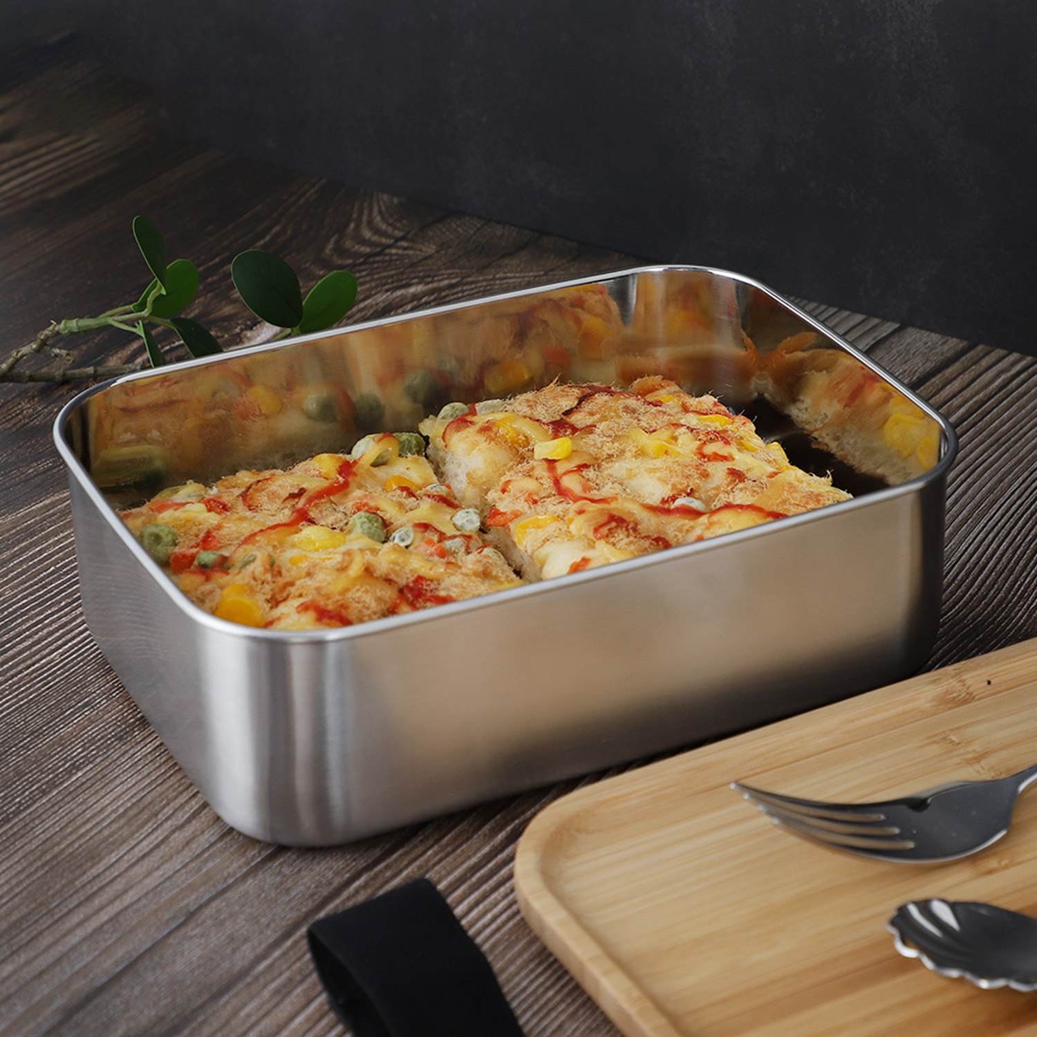 Food Grade Bamboo Lid Stainless Steel Bento Box 6