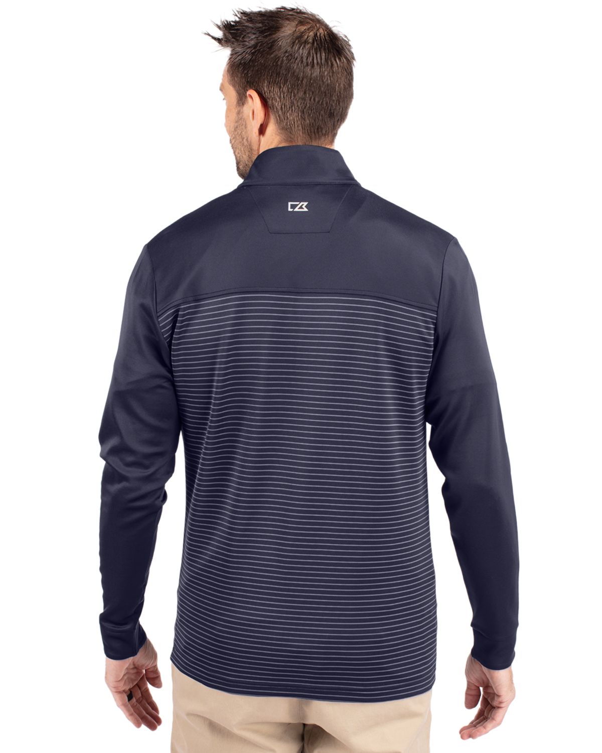 Cutter & Buck Traverse Recycled Smooth Stretch Mens Stripe Quarter Zip Pullover 61
