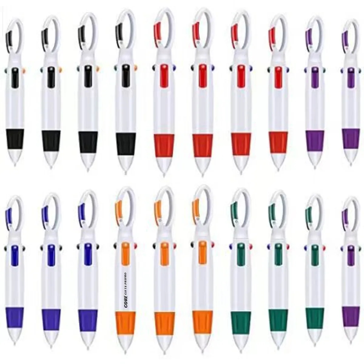 4-Color Multicolor Ballpoint Pens with Carabiner Keychain 5