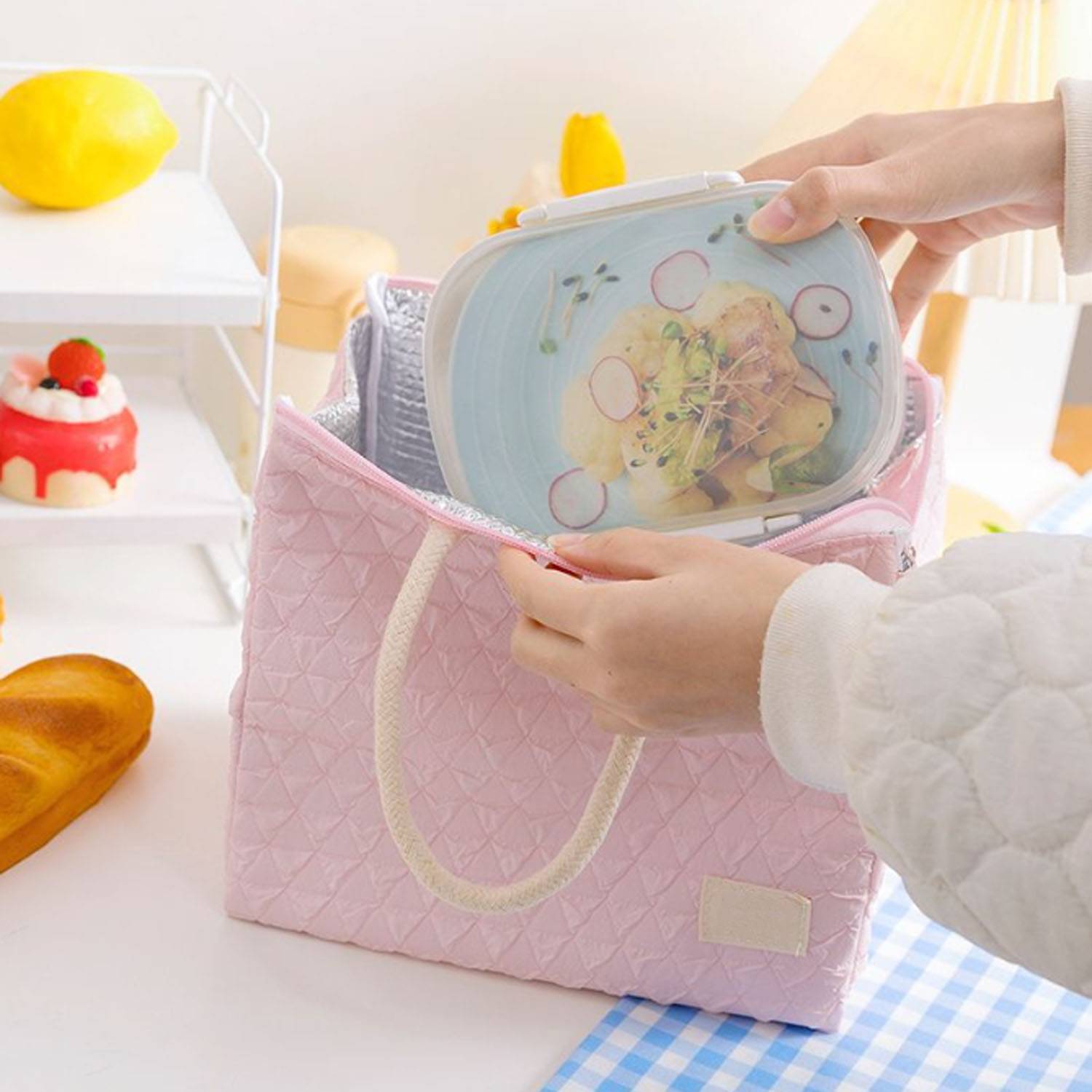 Waterproof Nylon Insulated Lunch Tote Bag Aluminum Lining 6