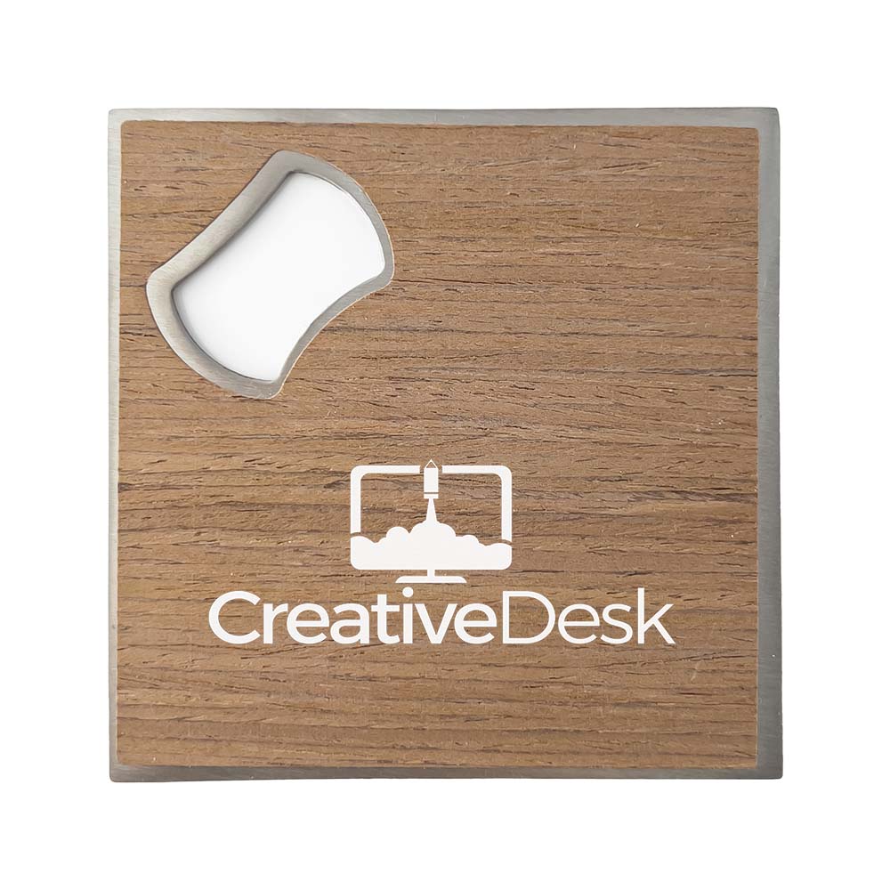 Wooden Coaster with Bottle Opener