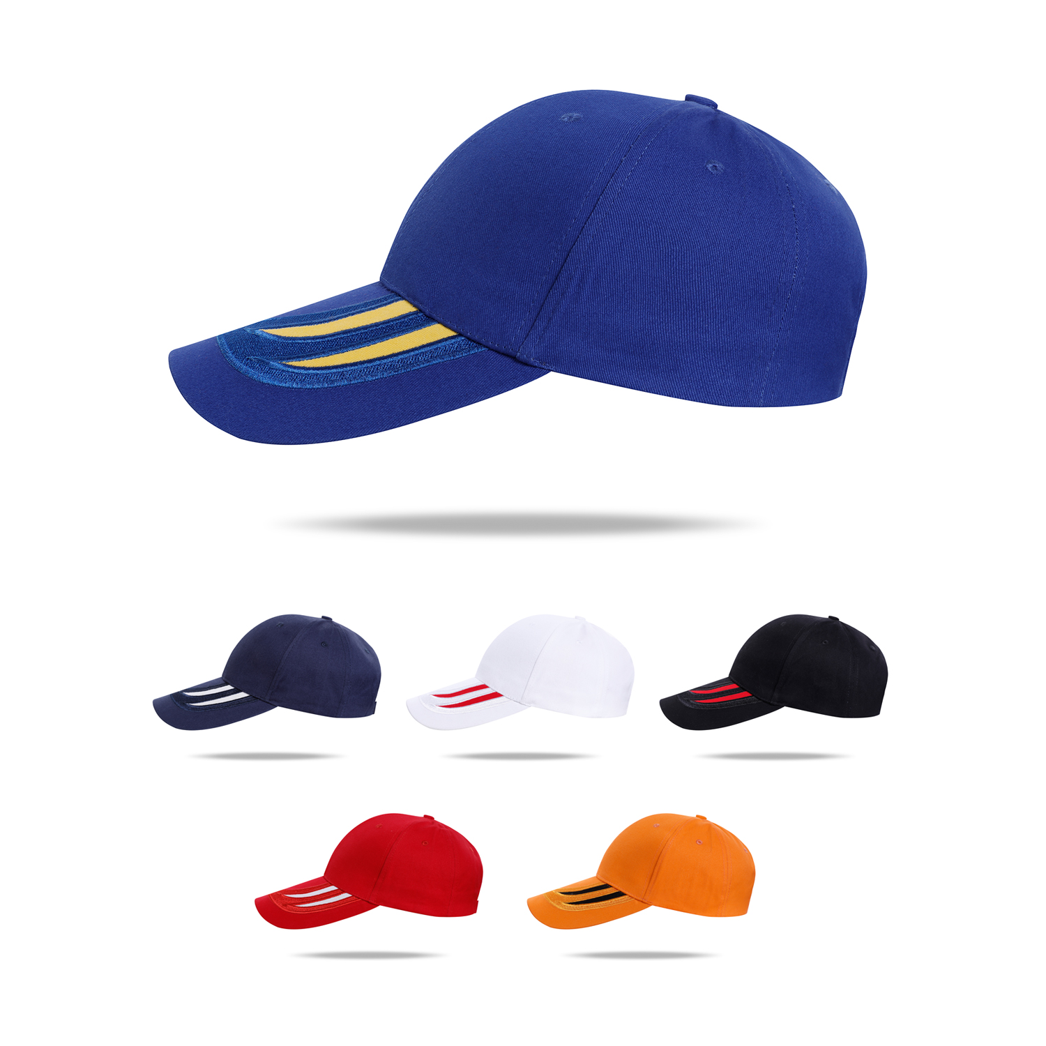 Stock 2-Tone Designed Cotton 6 Panel Cap w/Single Buckle Back Fastener 1