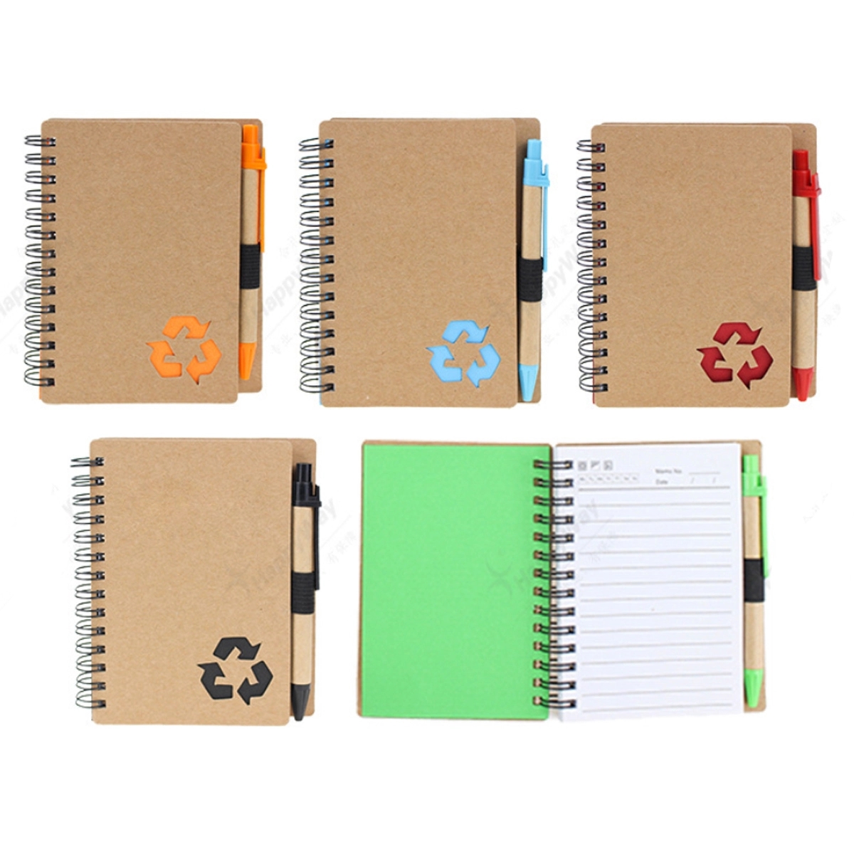 Spiral Notebook Lined Notepad with Pen in Holder 2