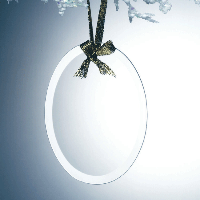 Beveled Jade Glass Ornament - Oval 1