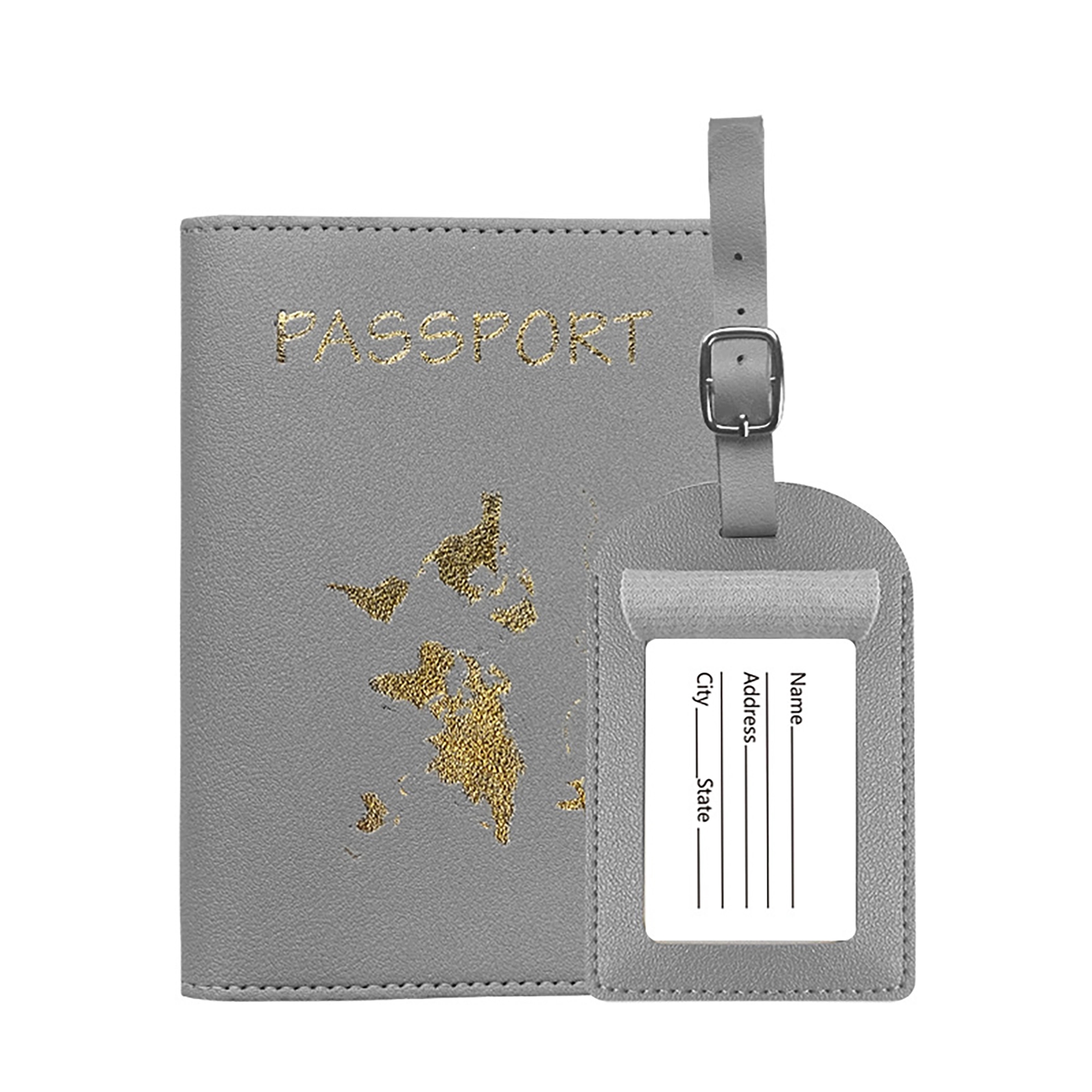 MOQ 100pcs PU Leather Passport Cover Luggage Tag Set 3