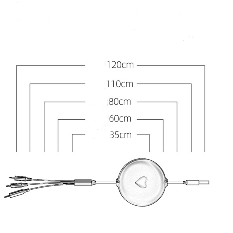 High Quality 3.5A Fast Charger USB Cable with 3 in 1 3