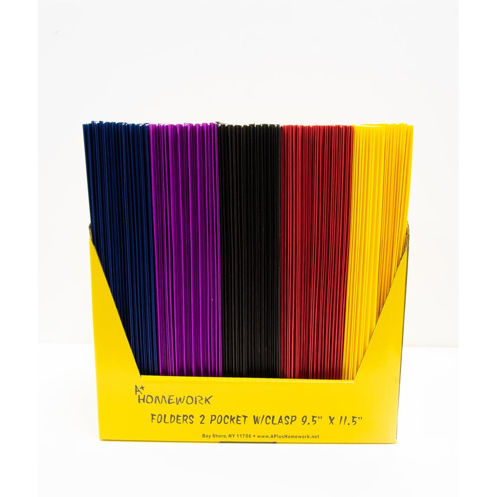 2 Pocket Paper Folders - Assorted Colors 3 Prongs 2