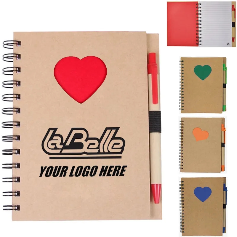 Promo Recycled Die Cut Heart Notebooks with Pen 7