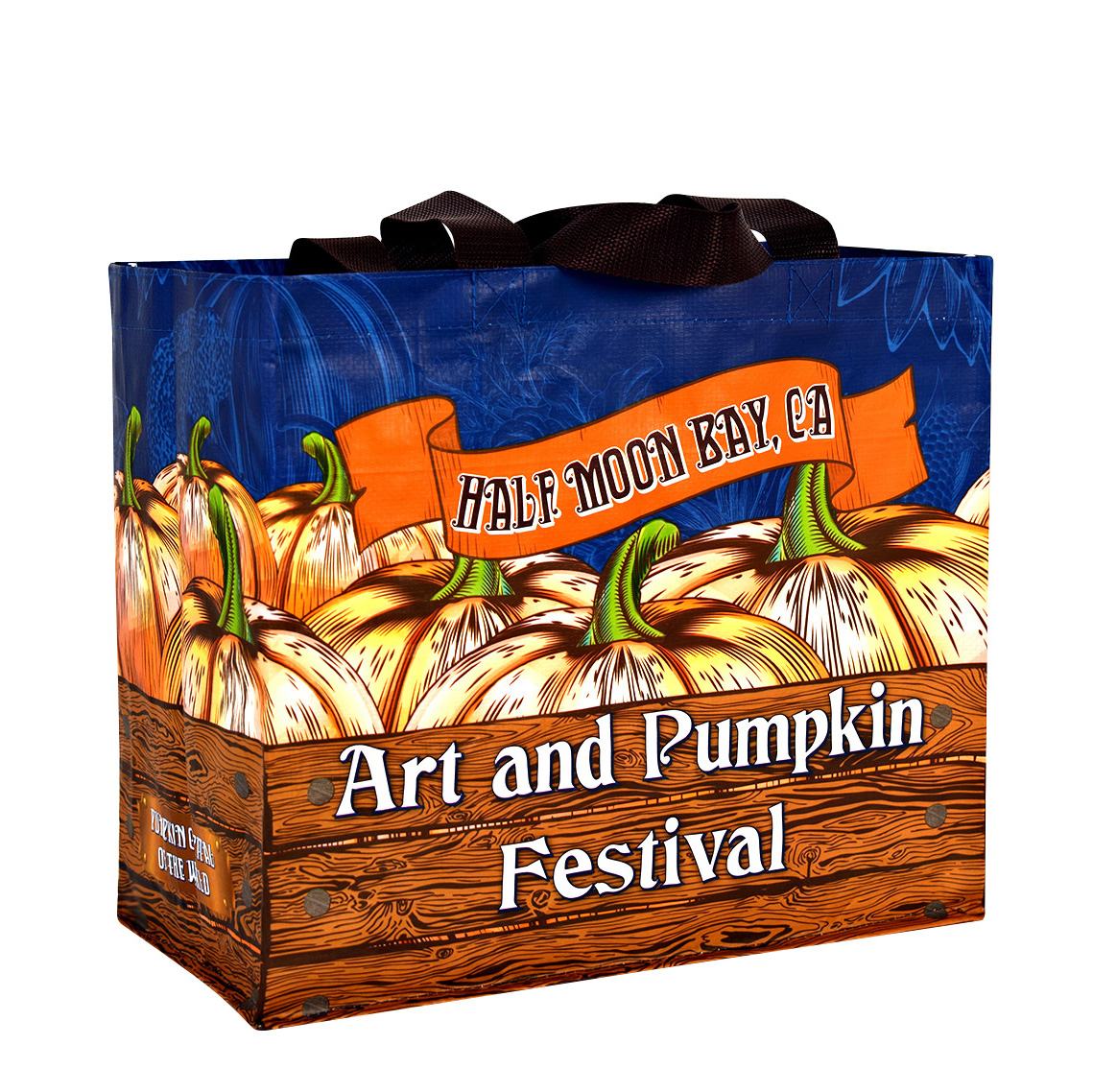 Custom 145g Laminated Woven Grocery Tote Bag 15"x13"x8" 2