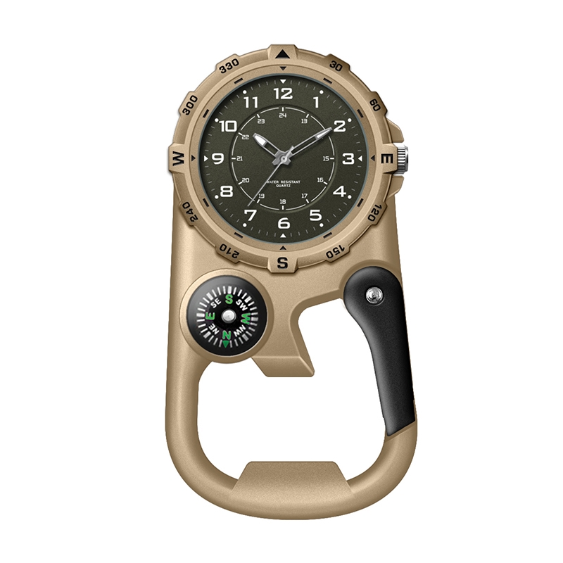 WC8229 41MM METAL COPPER POCKET WATCH, 3 HAND MVMT, BLACK DIAL, COMPASS, CARABINER 5