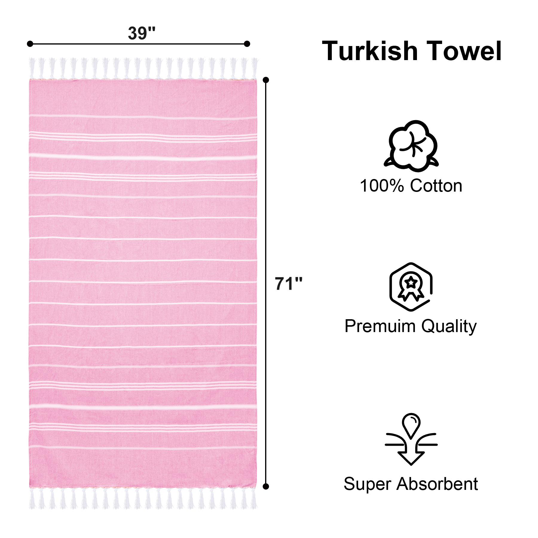 Embroidery Turkish Beach Towel 100% Cotton 3