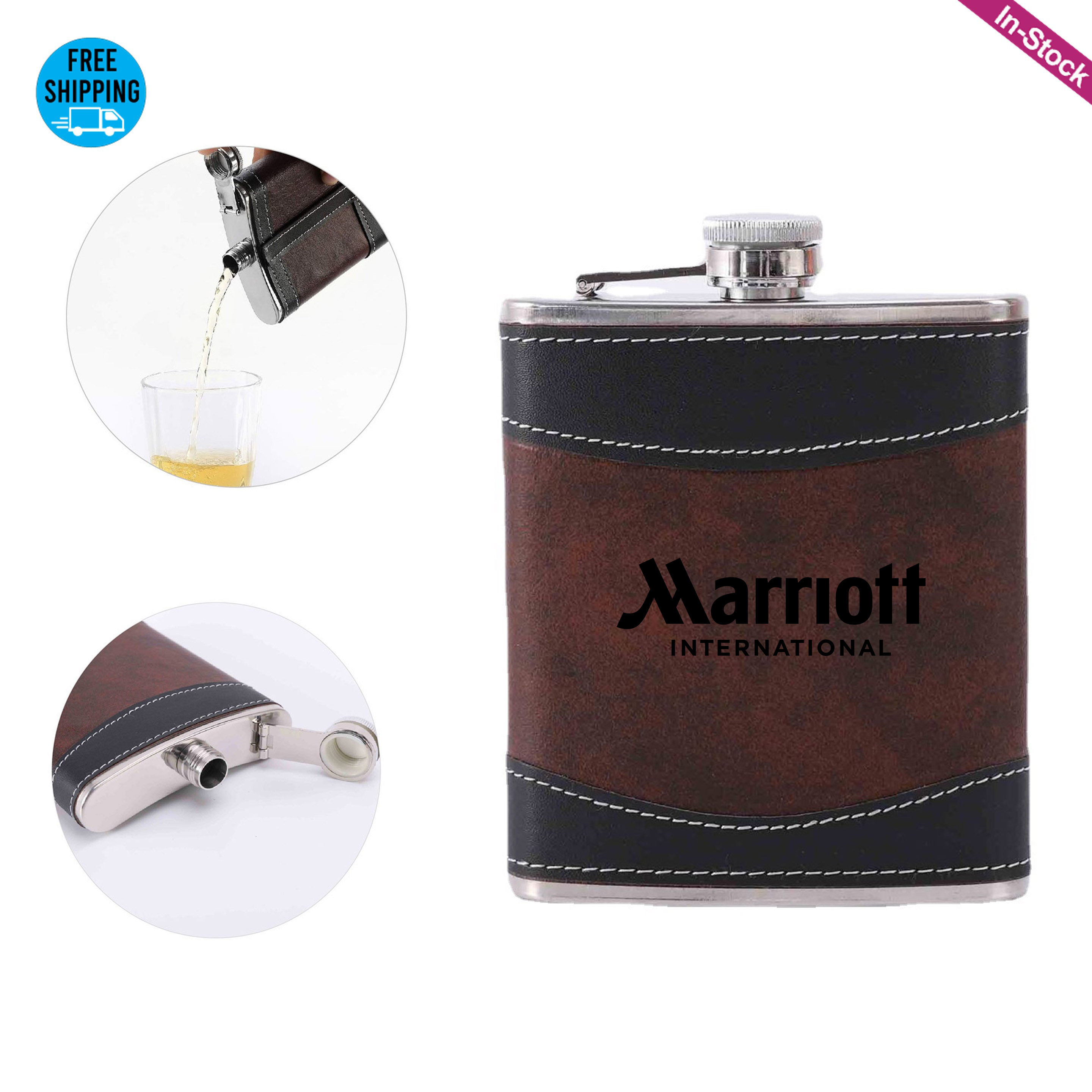 6oz Two-Tone Leather Hip Flask 3
