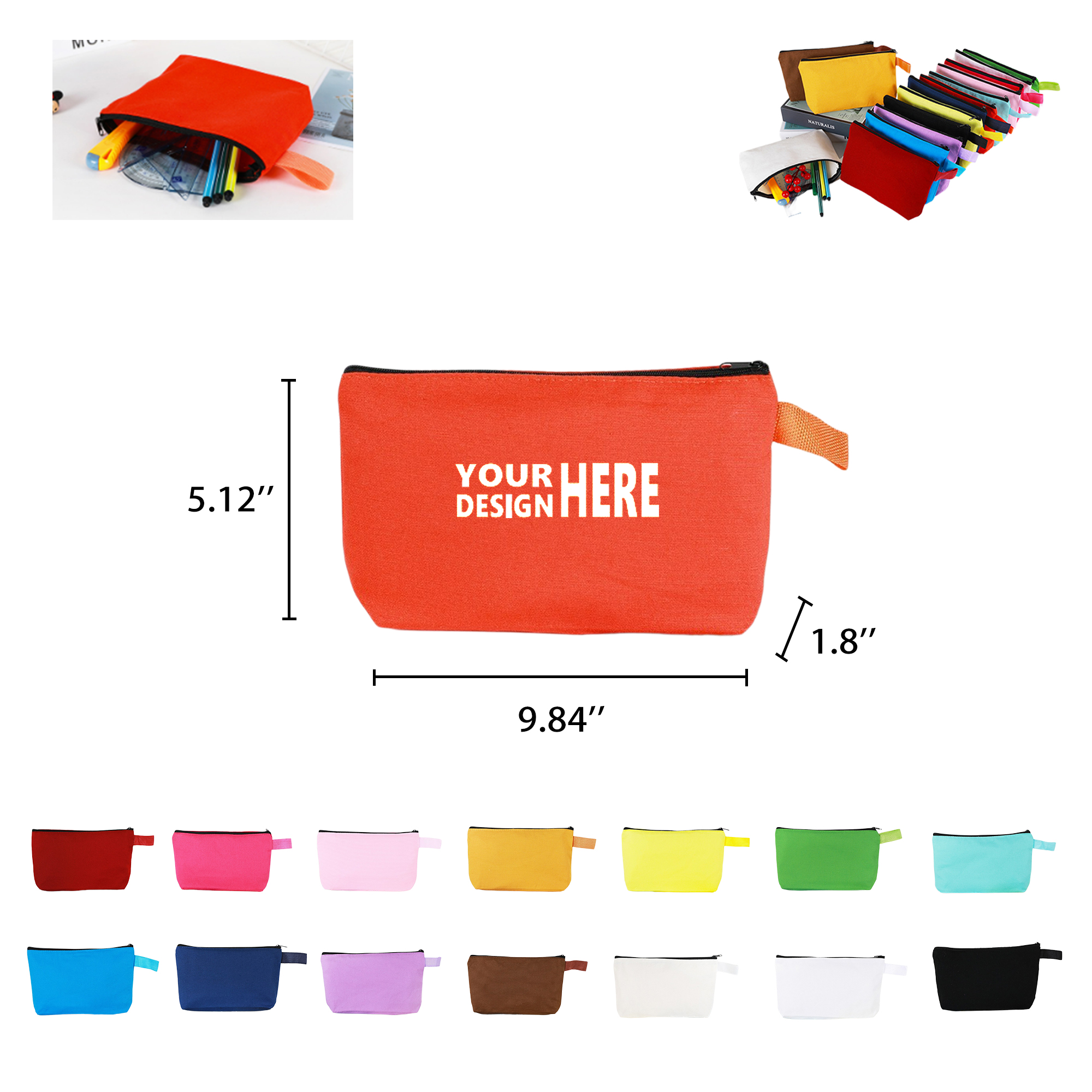 Durable Canvas Zipper Makeup and Stationery Pouch 2